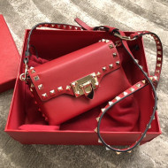Valentino Mini Rockstud Smooth Calfskin Crossbody Bag 0045 Red 2021