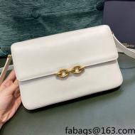 Saint Laurent Le Maillon Satchel Bag in Smooth Leather 649795 White 2021