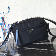 Prada Studded Strap Black Nylon Bag 1BC167 Blue 2021