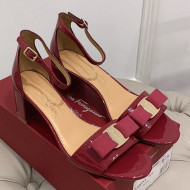 Salvatore Ferragamo Vara Patent Leather Bow Sandals 6cm Burgundy 2021