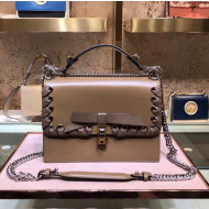 Fendi Calfskin KAN I Small Bag with Leather Threading and Bows Coffee/Grey 2018