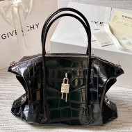 Givenchy Medium Antigona Soft Lock Bag in Crocodille Pattern Leather Black 2022