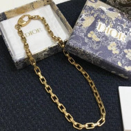 Dior Vintage CD Metal Necklace Aged Gold 2020