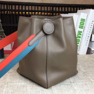 Hermes Licol Hermes 17 Bucket Bag Grey 2019(Half Handmade) 