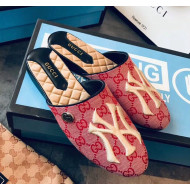 Gucci GG Slipper Mule with NY Yankees™ Patch Pink/Red 2019