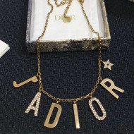 Dior Lettering Pendant Necklace Gold/Crystal 2020