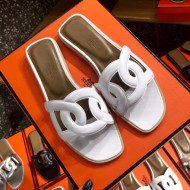 Hermes Leather Sandal Slipper White 2018