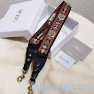 Dior Embroidered Shoulder Strap with Silver Metal Charms Red/Green 07 2020