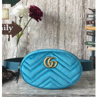 Gucci 476434 Marmont Matelassé Velvet Belt Bag Blue 2017