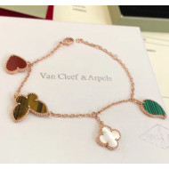 VanCleef&Arpels Clovers Pendant Bracelet Red/Green/Gold