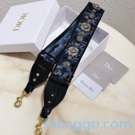 Dior Embroidered Shoulder Strap with Silver Metal Charms Blue 10 2020