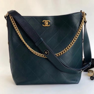 Chanel Button Up Calfskin & Grosgrain Large Hobo Handbag A57576 Paon 2018
