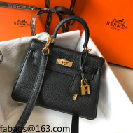 Hermes Kelly Mini Bag 20cm in Togo Calfskin Black/Gold 2021