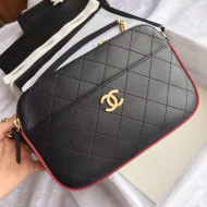 Chanel Button up Calfskin and Grosgrain Camera Case Bag A57575 Black 2018