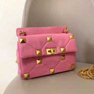 Valentino Roman Stud Lambskin Nappa Medium Chain Bag 0188 Pink 2020