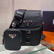 Prada Re-Nylon and Saffiano Leather Shoulder Bag 2VD043 Black 2021