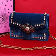 Gucci 489218 Broadway Velvet Mini Bag Cobalt Blue 2017