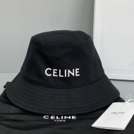 Celine Canvas Bucket Hat with CELINE Print Black 2021
