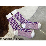 Dior Oblique Short Socks Purple 2021  
