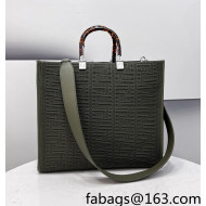 Fendi Sunshine Medium Shopper Tote Bag in Green Texture FF Fabric 2021 8528
