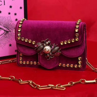 Gucci 489218 Broadway Velvet Mini Bag Fuchsia 2017