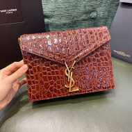Saint Laurent Cassandra Bag with Monogram Slider in Tortoise Embossed Patent Leather 532750 Brown 2020