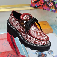 Louis Vuitton LV Beaubourg Platform Derby Lace-up Loafers in 1854 Monogram Canvas Red 2020