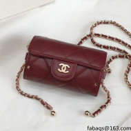 Chanel Lambskin Jewel Card Holder With Chain AP2285 Burgundy 2021
