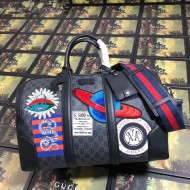 Gucci Night Courrier Soft GG Supreme Carry-on Travel Duffle Bag 474131 Black/Grey 2019