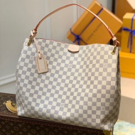 Louis Vuitton Graceful MM Hobo Bag in Damier Azur Canvas N42233 White 2022