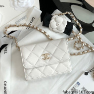 Chanel Lambskin Flap Card Holder With Camellia White Spring-Summer 2021