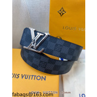 Louis Vuitton Damier Graphite Canvas Belt 4cm with Bloom LV Buckle 2021 110604