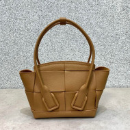 Bottega Veneta Arco Mini Bag in Grained Maxi Woven Calfskin Light Brown 2020