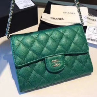 Chanel Grained Calfskin Classic Mini Clutch with Chain A84512 Green 2018