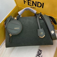 Fendi Suede By The Way Regular Boston Bag Green 2019
