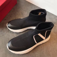 Valentino VLogo Stretch Knit Sock Boot Sneakers Black/White 2019