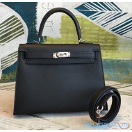 Hermes Kelly 25/28/32cm Bag in Original Epsom Leather Black/Silver Hardware 2020  (Half-Handmand) 