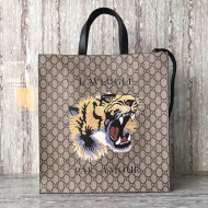 Gucci Tiger Print Soft GG Supreme Tote 450950  