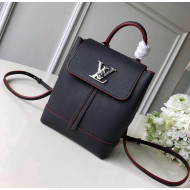 Louis Vuitton Grainy Calfskin Lockme Mini Backpack Navy Blue/Red M54575