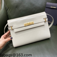 Saint Laurent Manhattan Shoulder Bag in Patent Leather 579271 White 2021