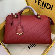 Fendi Diagonal Leather By The Way Regular Boston Bag Red 2019
