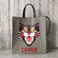 Gucci Angry Cat Print Soft GG Supreme Tote 450950 