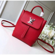 Louis Vuitton Grainy Calfskin Lockme Mini Backpack Red M54573