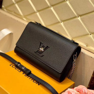 Louis Vuitton Lockme Clutch/Shoulder Bag in Grained Calfskin M56088 Black 2020