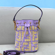 Fendi Raffia Mon Tresor Mini Bucket Bag Purple 2021