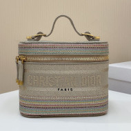 Dior DiorTravel Small Vanity Case Bag in Multicolor Stripes Embroidery 2021