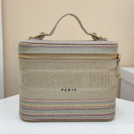Dior DiorTravel Medium Vanity Case Bag in Multicolor Stripes Embroidery 2021