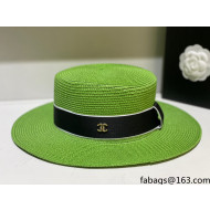 Chanel Straw Wide Brim Hat CHH31410 Green 2022
