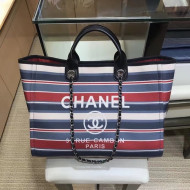 Chanel Canvas Deauville Shopping Bag A66941 Strip Red/Blue 2018