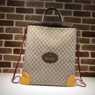 Gucci 473872 GG Supreme Drawstring Backpack Yellow 2017